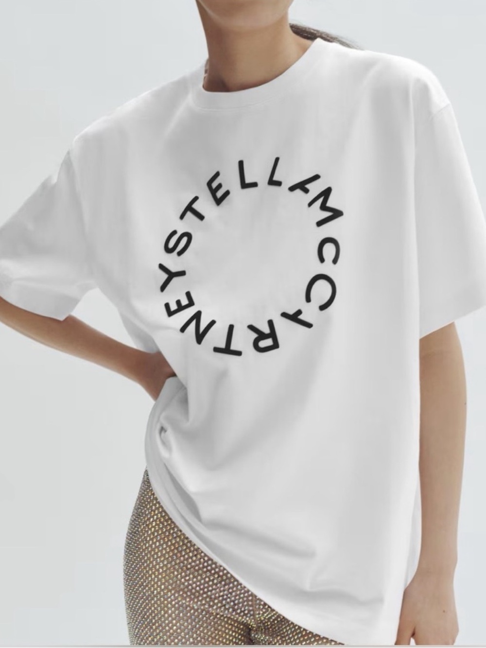 Stella McCartney and H&M White Tee with Black Circular Logo